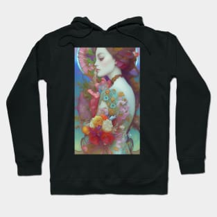 Pretty girl with flowers and roses dreamy surreal tattoo Hoodie